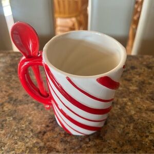 Red and White Striped Mug